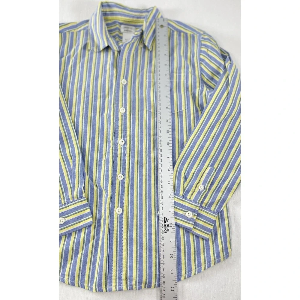 Gymboree Boys Blue Chambray Yellow Striped Long Sleeve Dress Shirt Size M 7/8